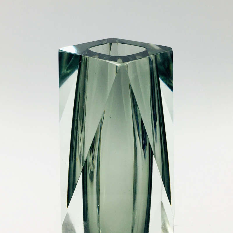 Vase vintage en verre Sommerso à facettes de Murano par Flavio Poli pour Alessandro Mandruzzato, Italie 1960