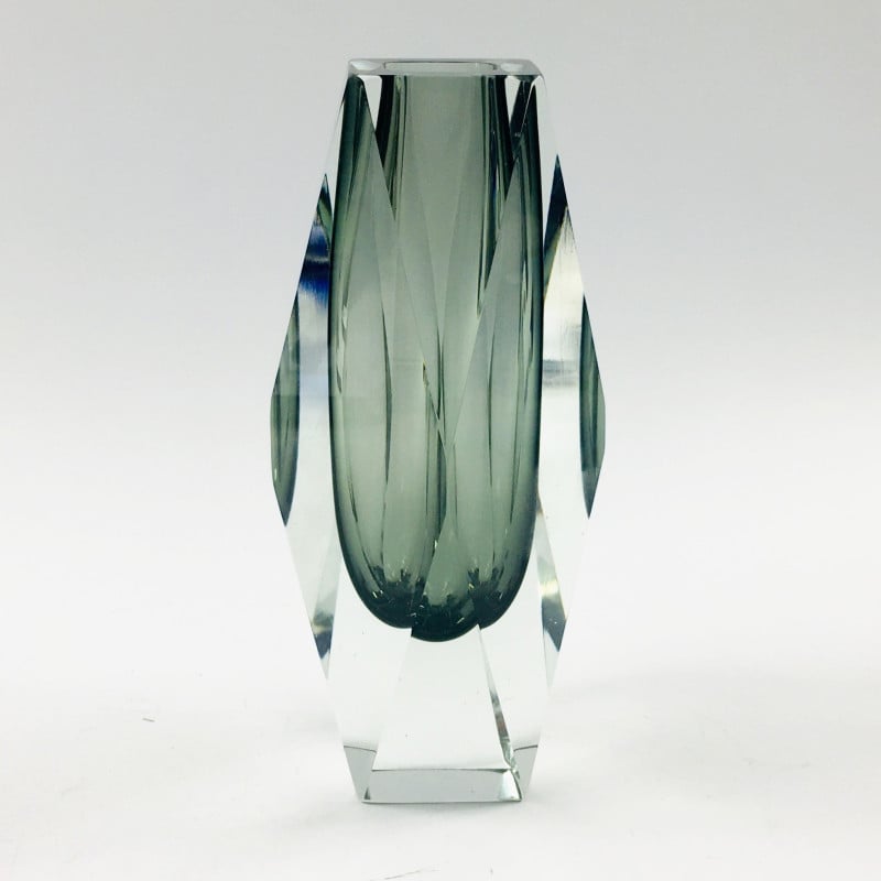 Mid-century Murano faceted Sommerso glass vase by Flavio Poli for Alessandro Mandruzzato, Italy 1960s