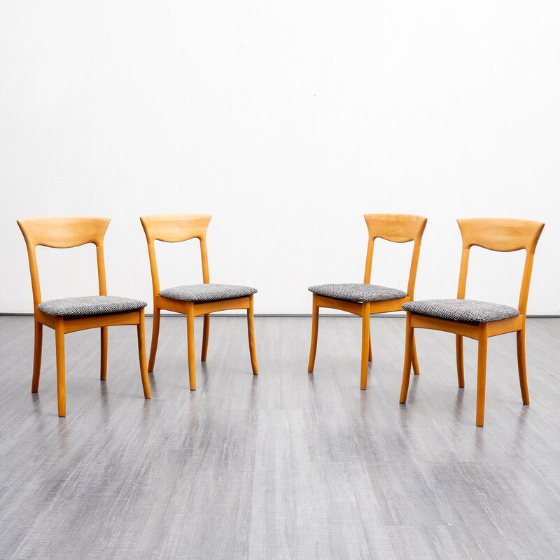 Set of 4 vintage beechwood chairs with upholstery by Juul Kristensen, Denmark