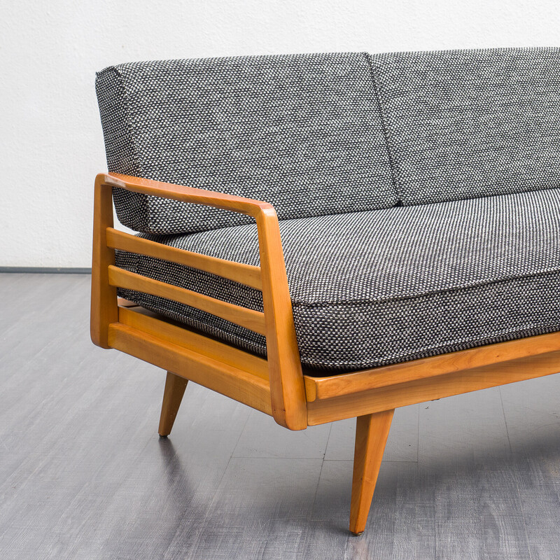 Vintage-Sofa aus Kirschbaumholz mit Möbelstoff von Knoll Antimott, 1960