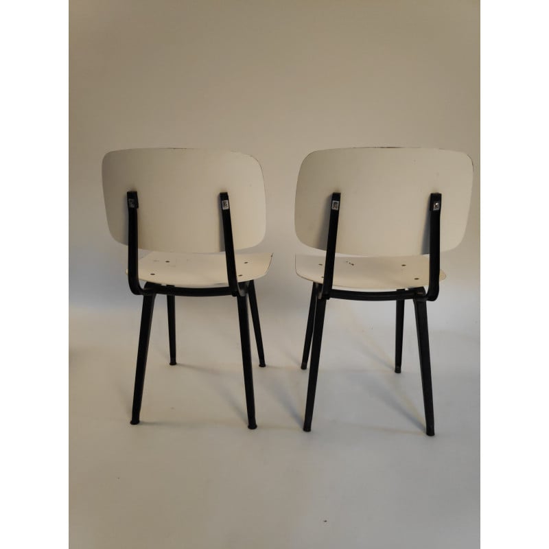 Pair of vintage Dutch industrial Revolt white chairs by Friso Kramer for Ahrend De Cirkel, 1966