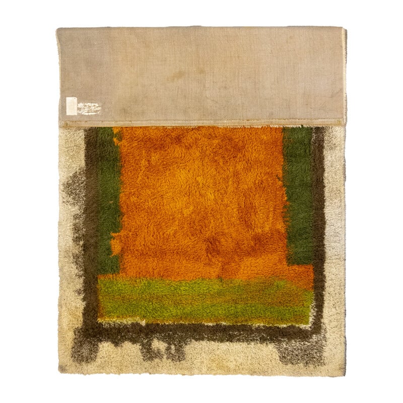 Tapis vintage orange et vert, 1960