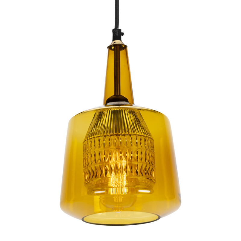 Vintage green glass pendant lamp by Carl Fagerlund for Orrefors