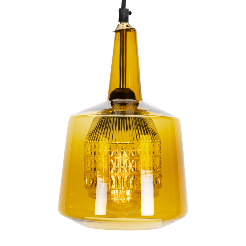 Vintage green glass pendant lamp by Carl Fagerlund for Orrefors