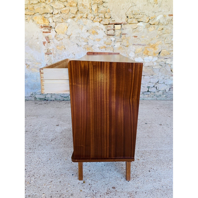 Vintage solid oakwood sideboard with 4 drawers, 1960