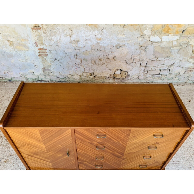Vintage solid oakwood sideboard with 4 drawers, 1960
