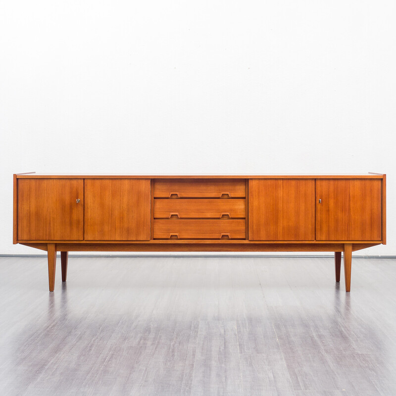 Vintage teak sideboard with three drawers and two doors, 1960s