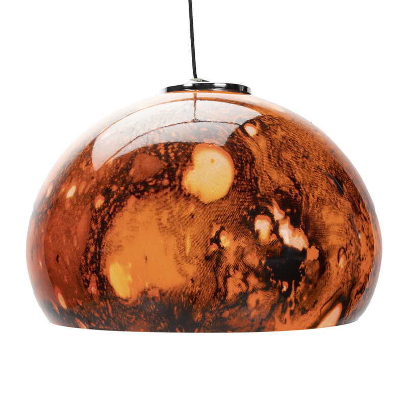 Lámpara colgante vintage de color naranja y negro de la era espacial