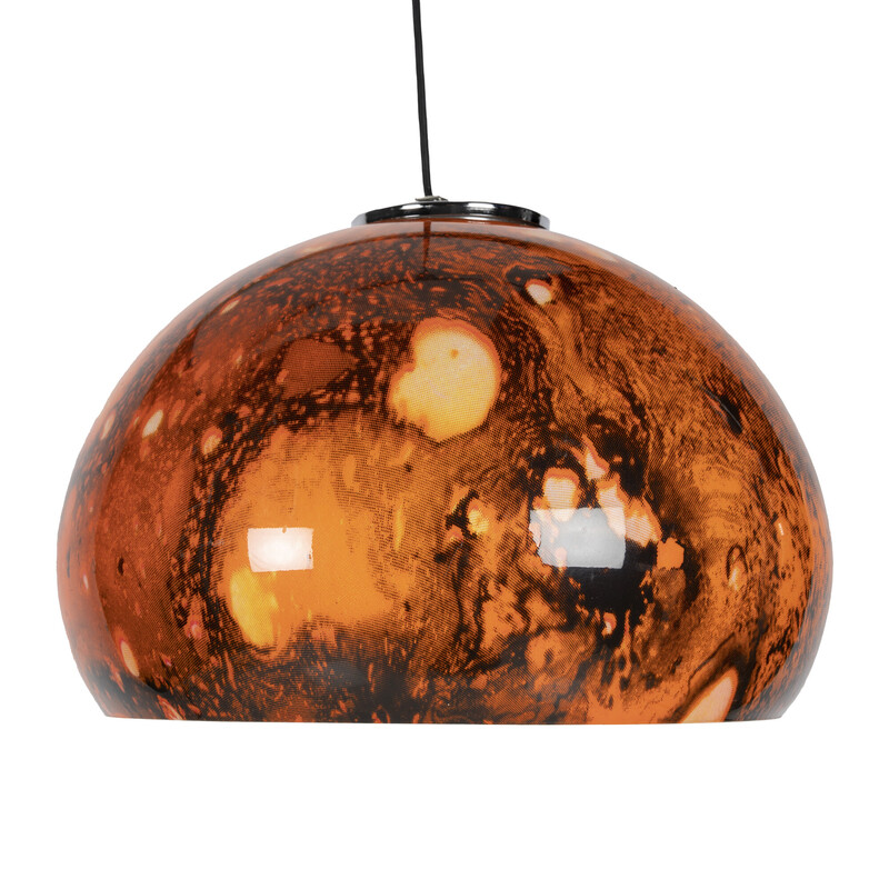 Lampada a sospensione vintage dell'era spaziale arancione e nera