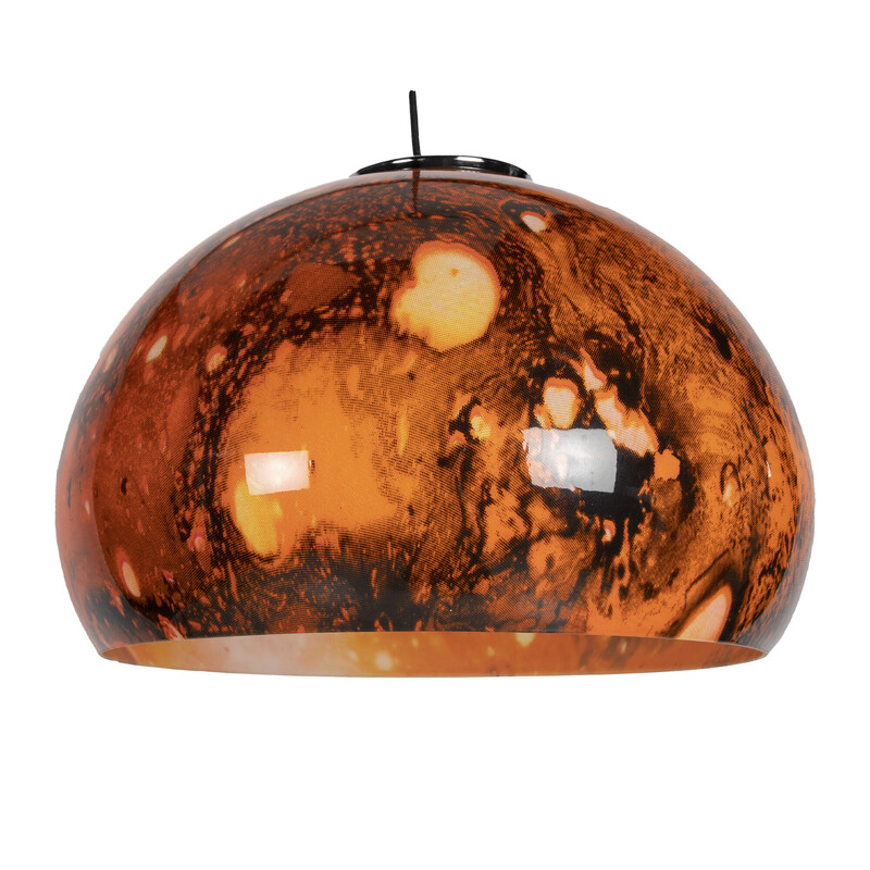 Vintage-Hängeleuchte aus dem Weltraumzeitalter in Orange und Schwarz