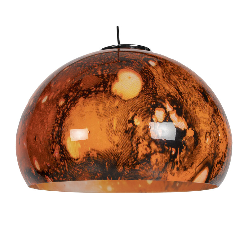 Lampada a sospensione vintage dell'era spaziale arancione e nera