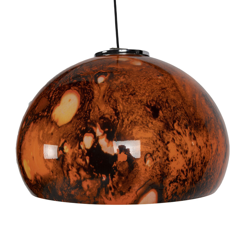 Vintage space age orange and black pendant lamp