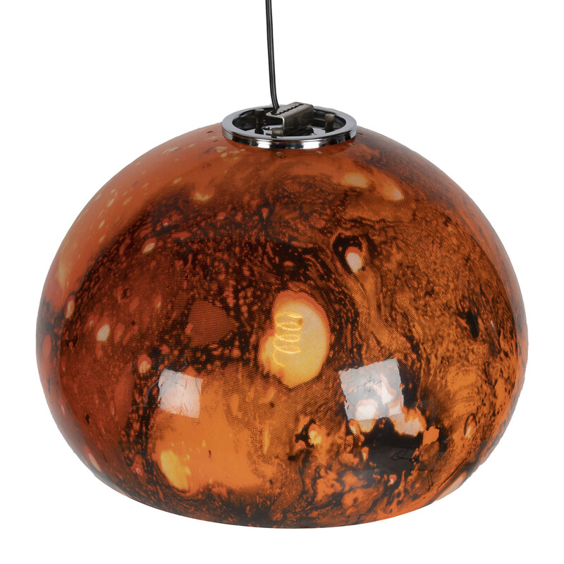 Lampada a sospensione vintage dell'era spaziale arancione e nera