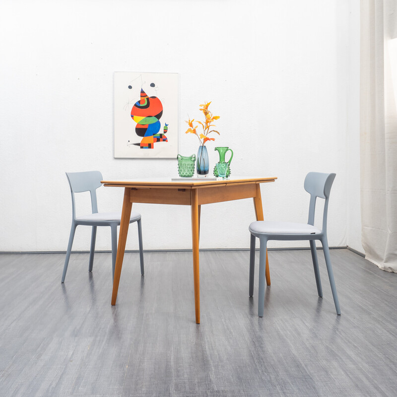 Vintage beechwood table with extensions, 1950s