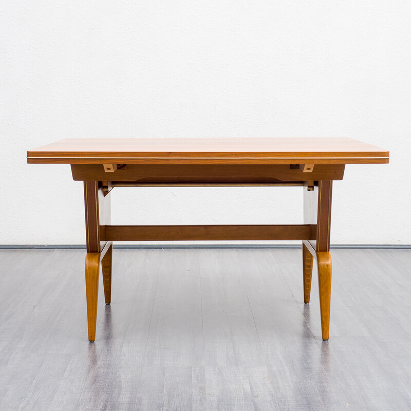 Table basse réglable vintage en bois de hêtre, 1950