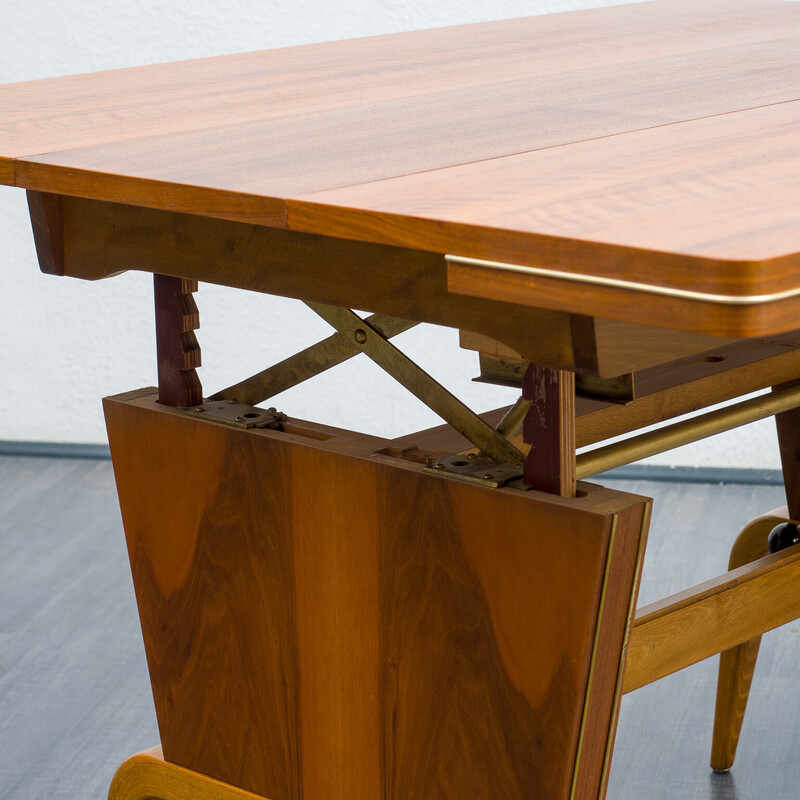 Table basse réglable vintage en bois de hêtre, 1950