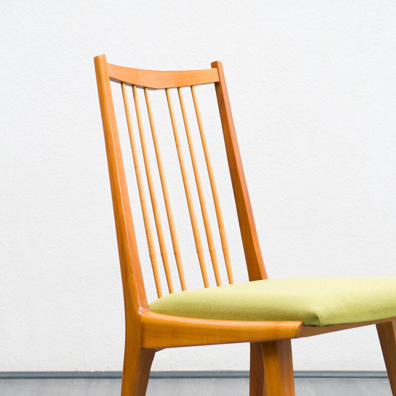 Set of 4 vintage cherry wood chairs with upholstery, 1960s