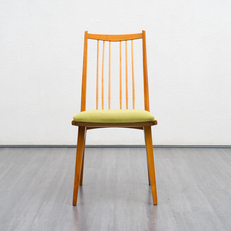 Ensemble de 4 chaises vintage en bois de cerisier avec tapisserie, 1960