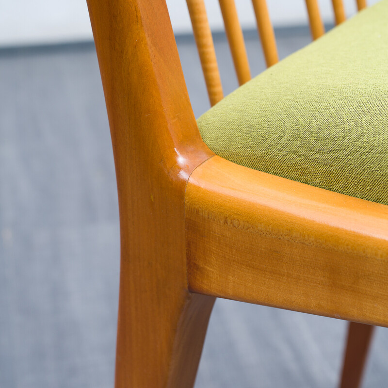 Juego de 4 sillas vintage de madera de cerezo con tapicería, 1960
