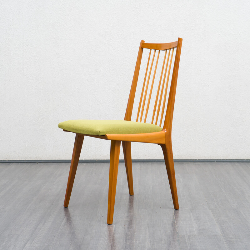 Ensemble de 4 chaises vintage en bois de cerisier avec tapisserie, 1960