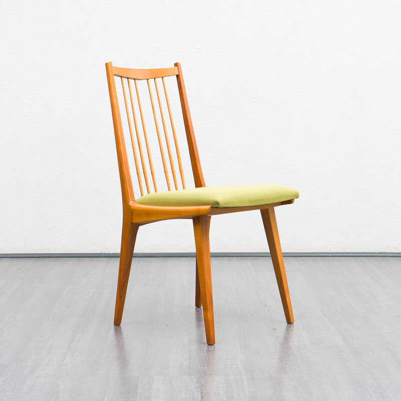 Set of 4 vintage cherry wood chairs with upholstery, 1960s