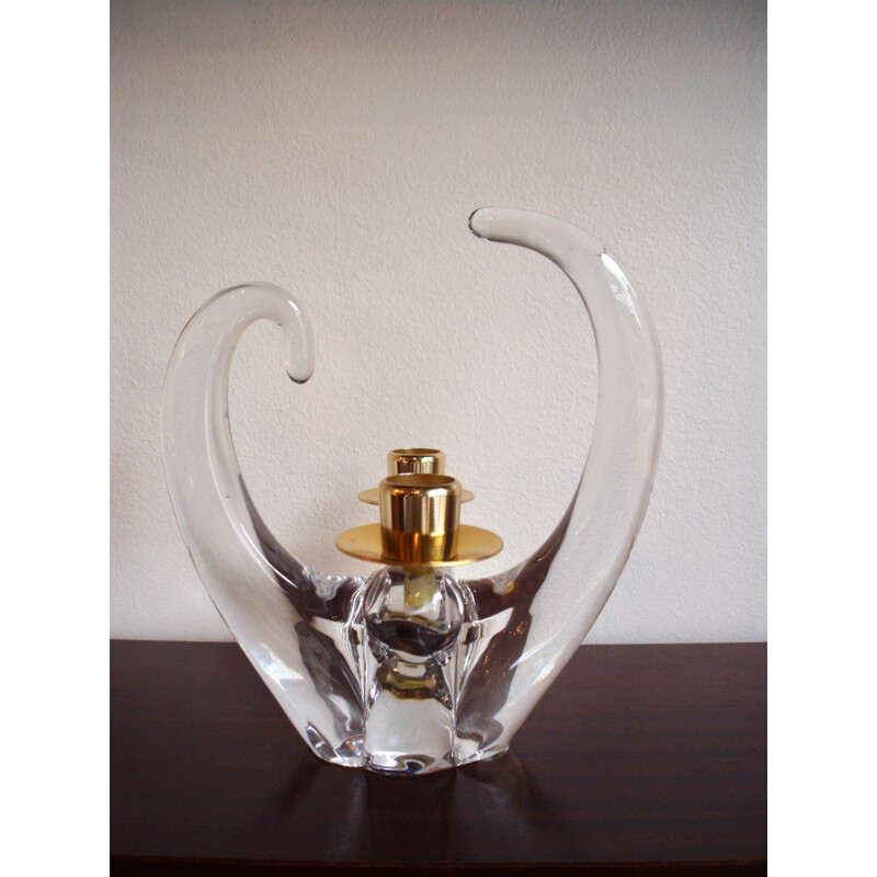 Scheider cristal and brass candle holder - 1960s