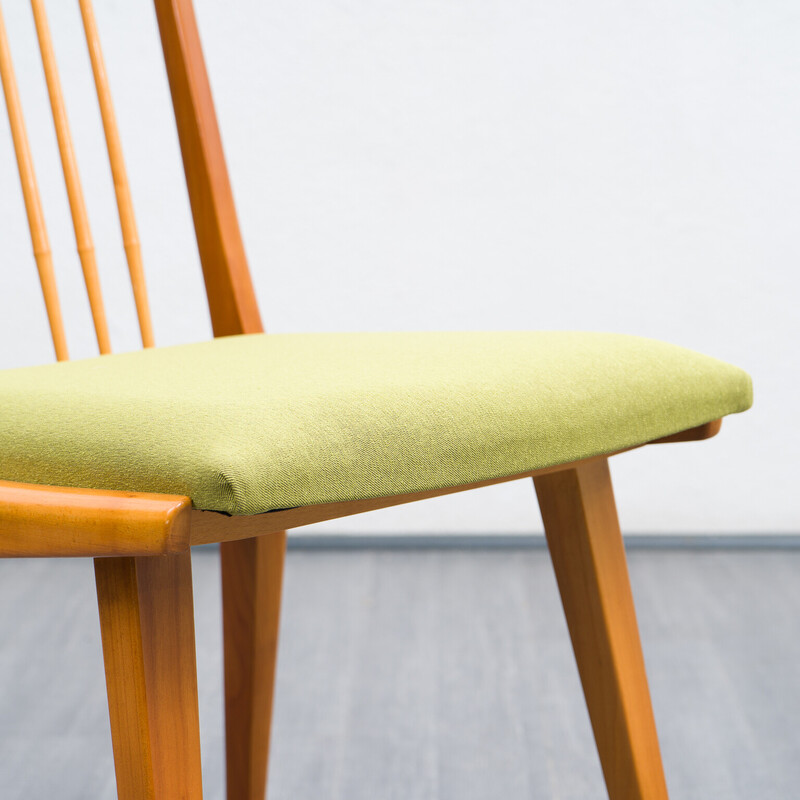 Ensemble de 4 chaises vintage en bois de cerisier avec tapisserie, 1960