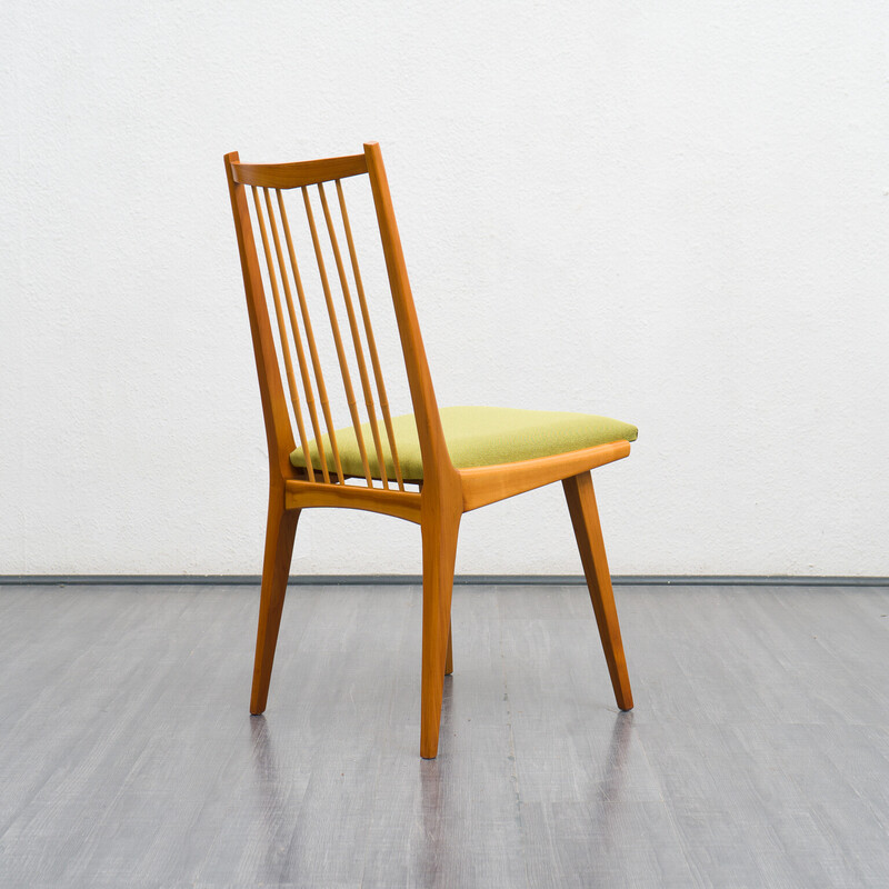 Set of 4 vintage cherry wood chairs with upholstery, 1960s