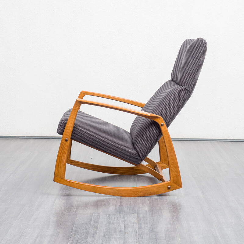 Chaise à bascule vintage en hêtre massif avec rembourrage, 1960