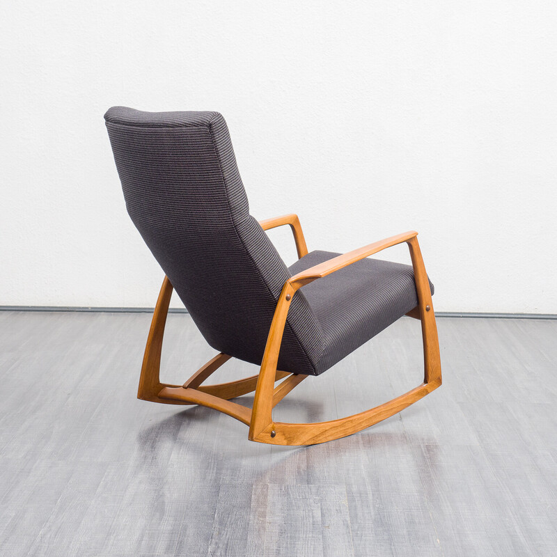 Chaise à bascule vintage en hêtre massif avec rembourrage, 1960