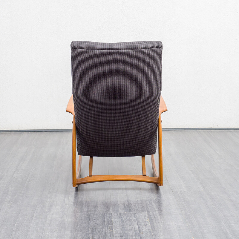 Vintage rocking chair in solid beechwood with reupholstered, 1960s