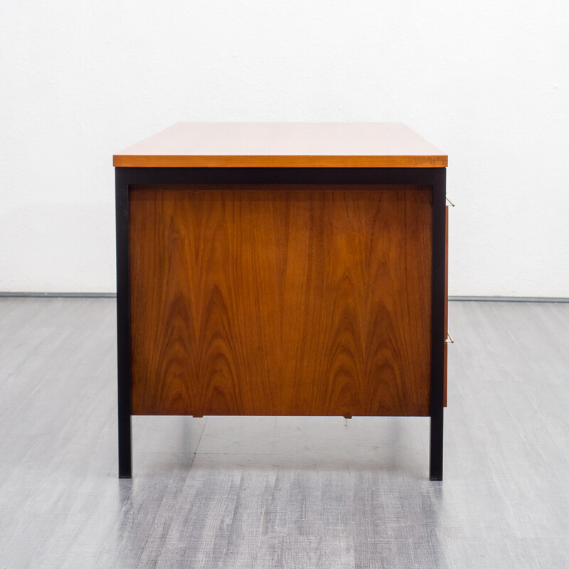 Vintage minimalist desk in teak and metal, 1960s