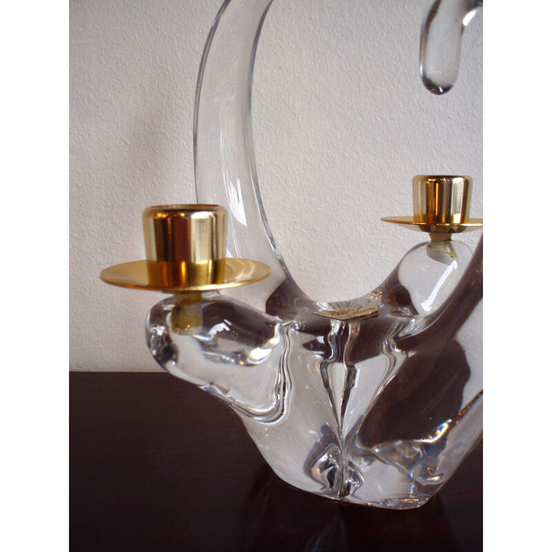 Scheider cristal and brass candle holder - 1960s
