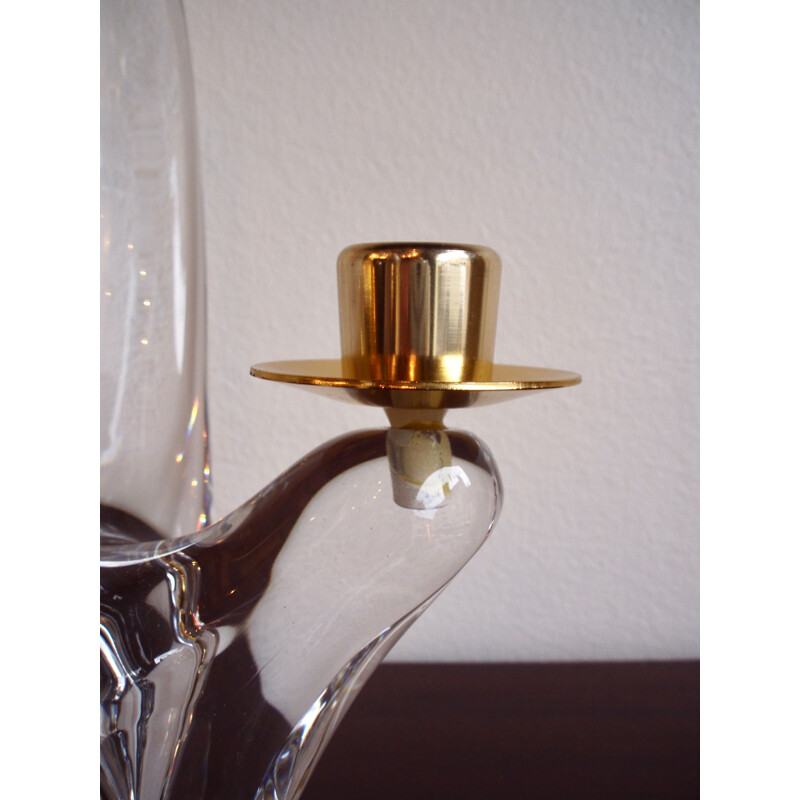 Scheider cristal and brass candle holder - 1960s