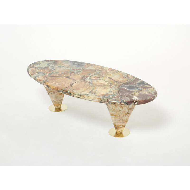 Vintage eye coffee table with Sicilian marble, France 1980