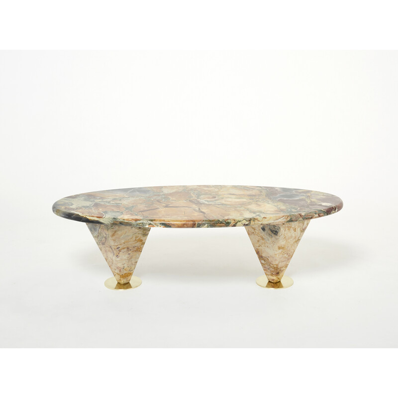 Vintage eye coffee table with Sicilian marble, France 1980