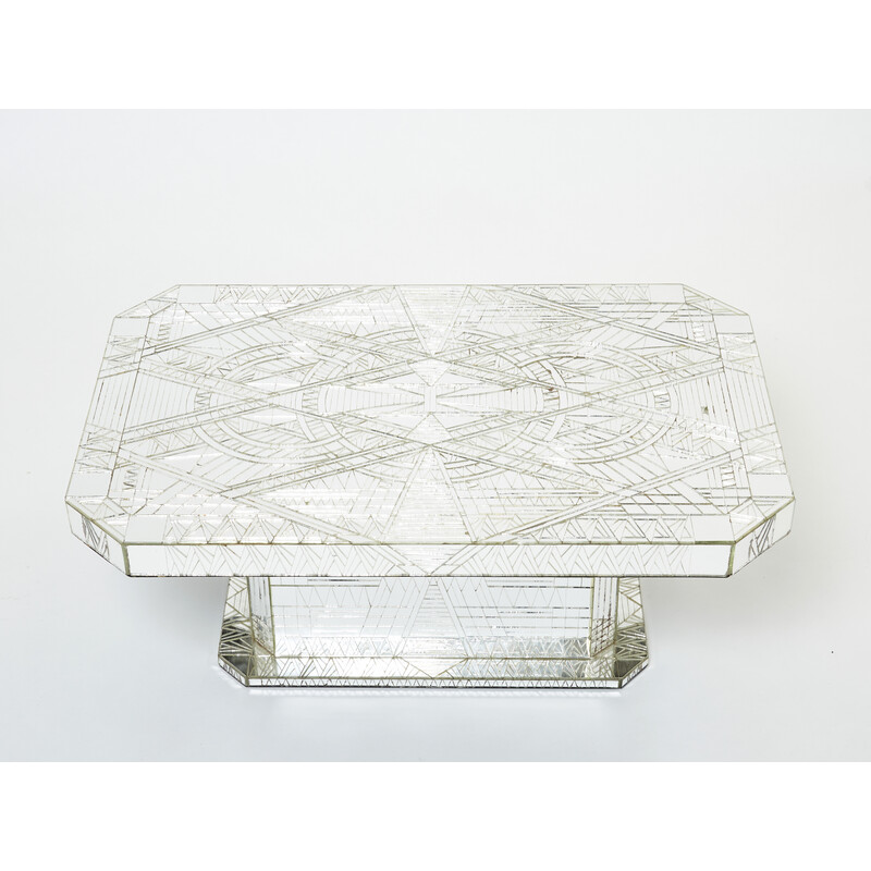 Vintage coffee table in mirror mosaic by Daniel Clément, 1970