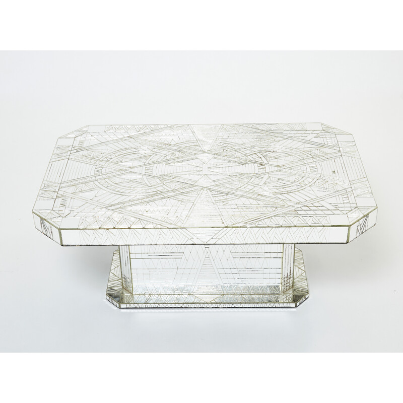 Vintage coffee table in mirror mosaic by Daniel Clément, 1970