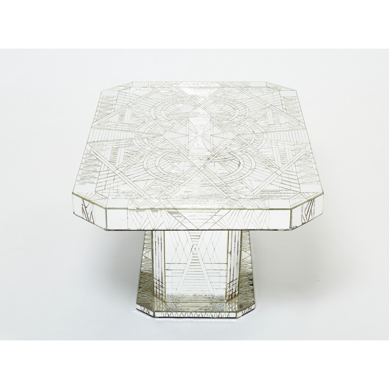 Vintage coffee table in mirror mosaic by Daniel Clément, 1970