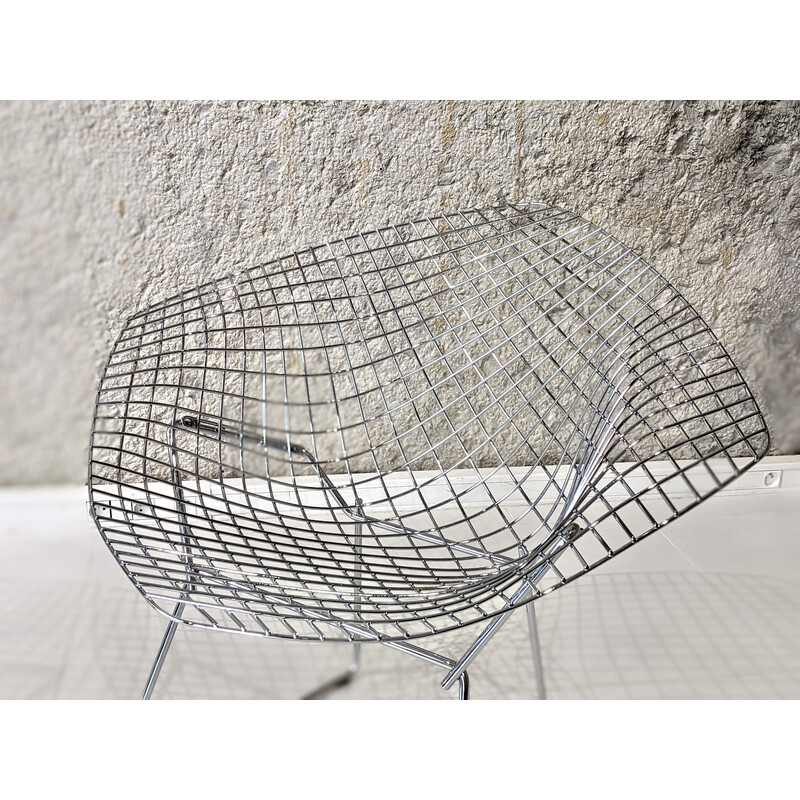 Coppia di sedie vintage a "diamante" in acciaio cromato di Harry Bertoia per Knoll, 1970