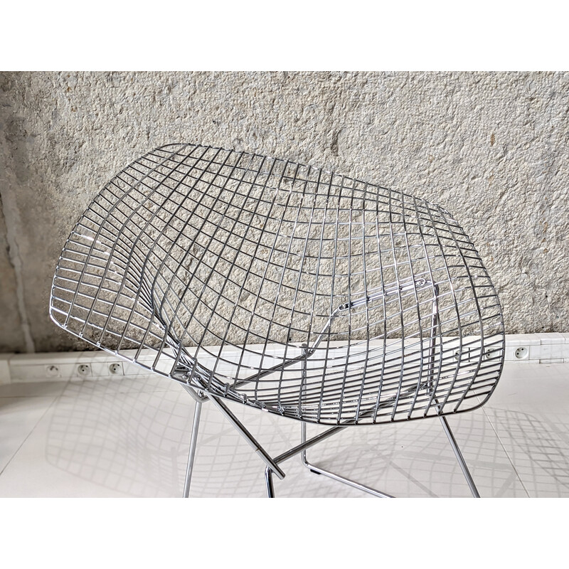 Pareja de sillas "diamante" vintage de acero cromado de Harry Bertoia para Knoll, 1970