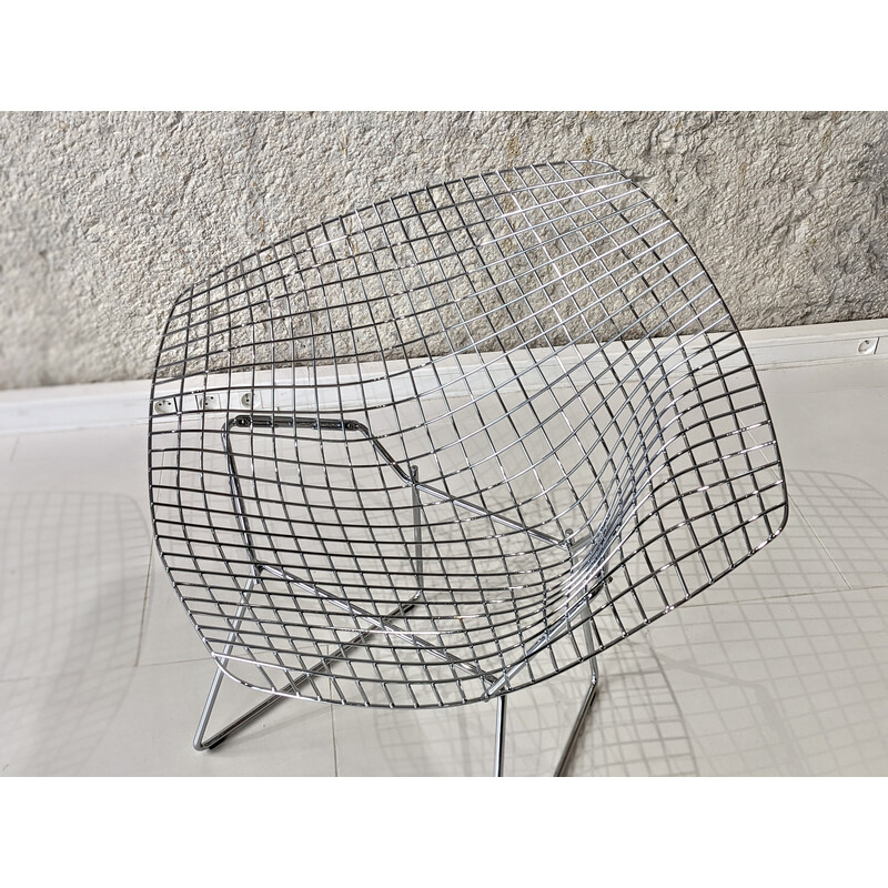 Pareja de sillas "diamante" vintage de acero cromado de Harry Bertoia para Knoll, 1970