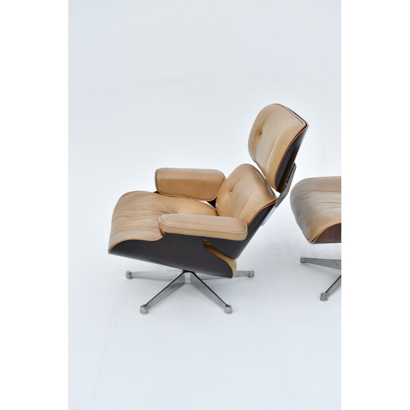 Vintage armchair and ottoman by Eames for Icf, Italy 1970s