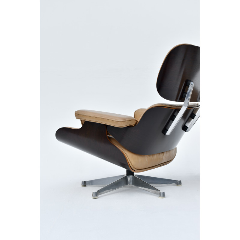 Vintage fauteuil en voetenbank van Eames voor Icf, Italië 1970