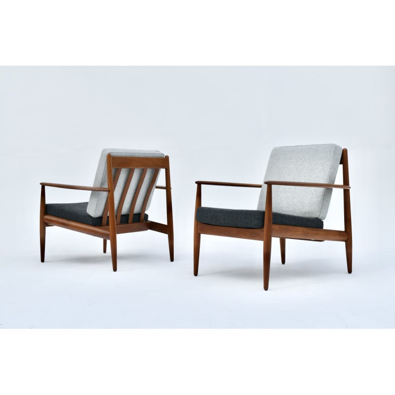 Pair of Danish mid century teak armchairs by Gret Jalk for France and Son, 1950s