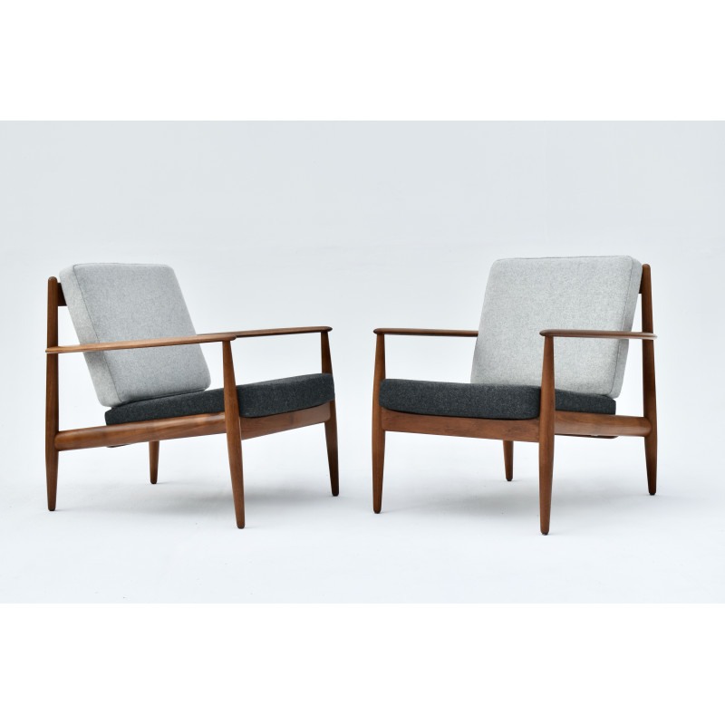 Pair of Danish mid century teak armchairs by Gret Jalk for France and Son, 1950s