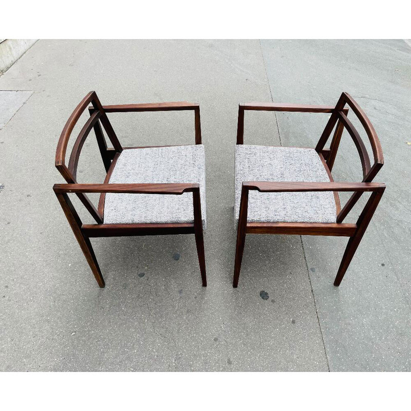 Paire de fauteuil scandinave danois vintage en teck et tissu, 1950