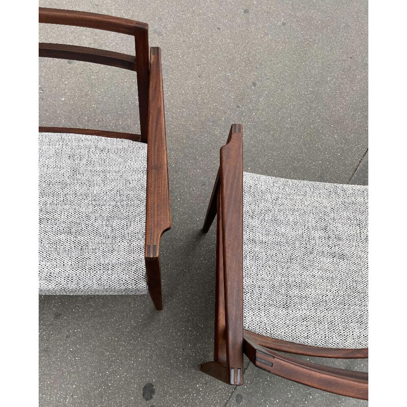 Par de cadeiras escandinavas de teca vintage e de tecido, 1950