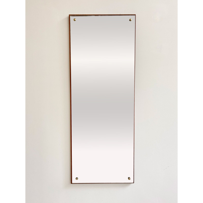 Vintage rectangular teak wall mirror