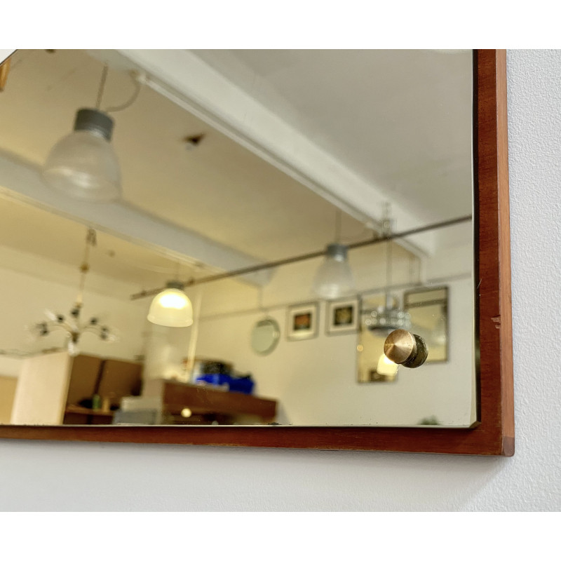 Vintage rectangular teak wall mirror